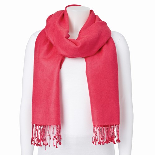 Hot Pink Silk Wool Blend Pashmina Scarf