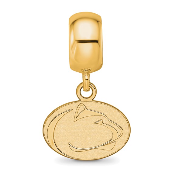 Sterling Silver Gold-plated LogoArt Penn State University Lion Extra Small Dangle Bead Charm