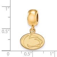 Sterling Silver Gold-plated LogoArt Penn State University Lion Extra Small Dangle Bead Charm view 3
