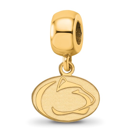 Sterling Silver Gold-plated LogoArt Penn State University Lion Extra Small Dangle Bead Charm