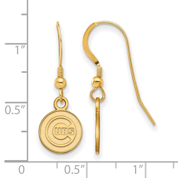 Sterling Silver Gold Plated Major League Baseball LogoArt Chicago Cubs Dangle Earrings