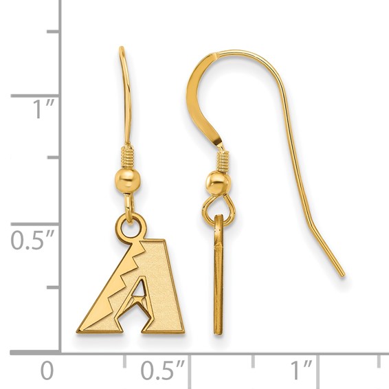 Sterling Silver Gold Plated Major League Baseball LogoArt Arizona Diamondbacks Dangle Earrings