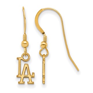 Sterling Silver Gold Plated Major League Baseball LogoArt Los Angeles Dodgers Dangle Earrings
