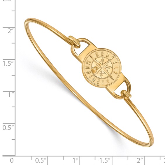 Sterling Silver Gold Plated Major League Baseball LogoArt Seattle Mariners Wire Bangle