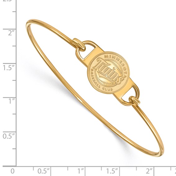 Sterling Silver Gold Plated Major League Baseball LogoArt Minnesota Twins Wire Bangle
