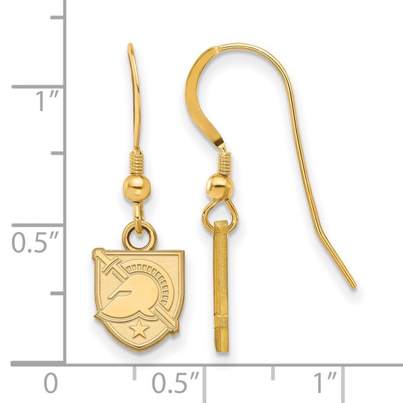Sterling Silver Gold-plated LogoArt U.S. Military Academy Letter A Extra Small Dangle Wire Earrings