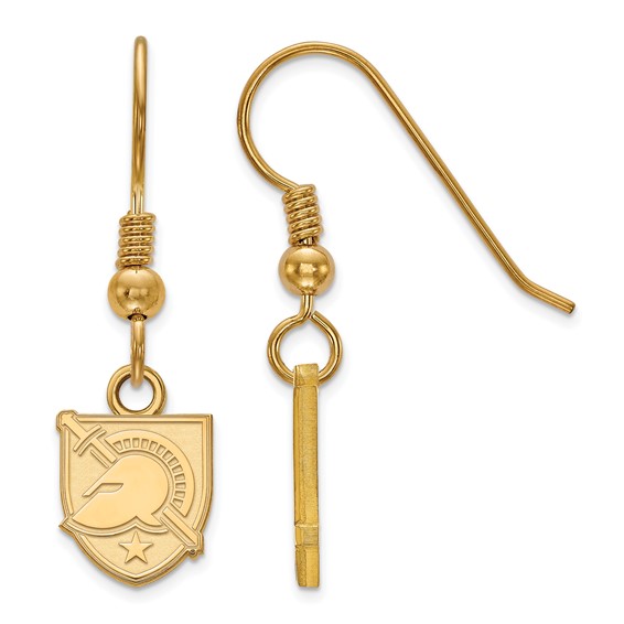 Sterling Silver Gold-plated LogoArt U.S. Military Academy Letter A Extra Small Dangle Wire Earrings