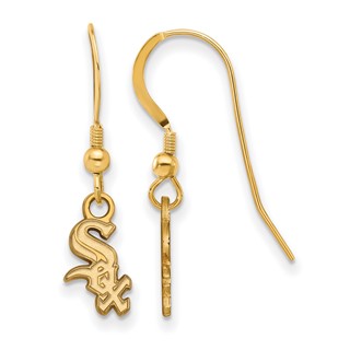 Sterling Silver Gold Plated Major League Baseball LogoArt Chicago White Sox Dangle Earrings