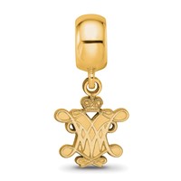 Sterling Silver Gold-plated LogoArt College of William and Mary Small Dangle Bead Charm view 4