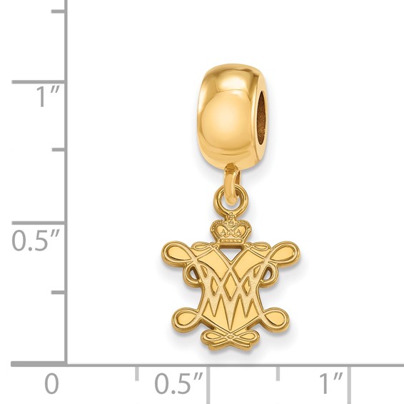 Sterling Silver Gold-plated LogoArt College of William and Mary Small Dangle Bead Charm
