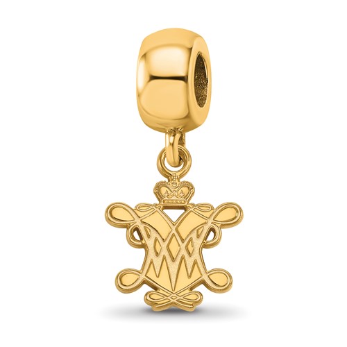 Sterling Silver Gold-plated LogoArt College of William and Mary Small Dangle Bead Charm