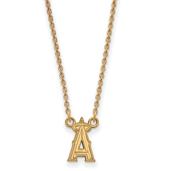 10k Gold Major League Baseball LogoArt Los Angeles Angels Letter A Pendant Necklace