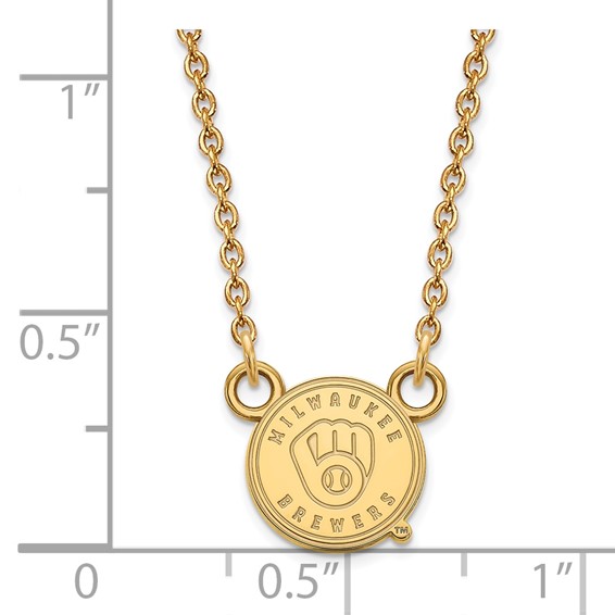 14k Gold Major League Baseball LogoArt Milwaukee Brewers Letter M Small Pendant Necklace
