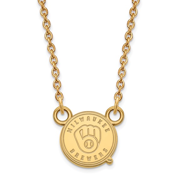 14k Gold Major League Baseball LogoArt Milwaukee Brewers Letter M Small Pendant Necklace