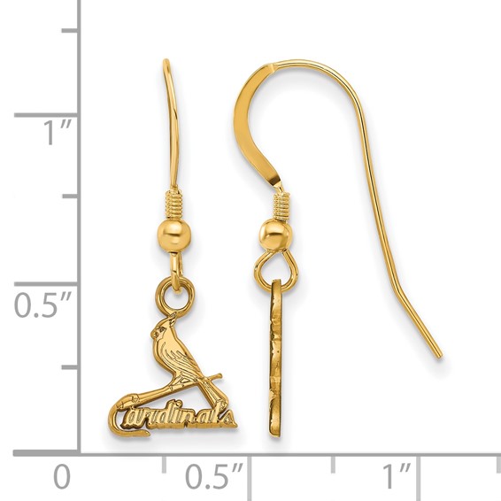 Sterling Silver Gold Plated Major League Baseball LogoArt St. Louis Cardinals Dangle Earrings