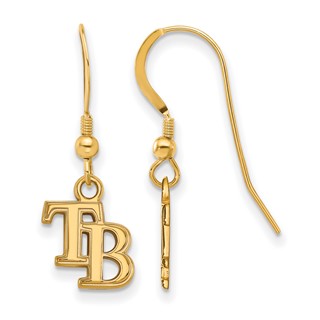 Sterling Silver Gold Plated Major League Baseball LogoArt Tampa Bay Rays Dangle Earrings