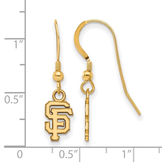 Sterling Silver Gold Plated Major League Baseball LogoArt San Francisco Giants Dangle Earrings