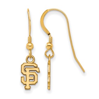 Sterling Silver Gold Plated Major League Baseball LogoArt San Francisco Giants Dangle Earrings