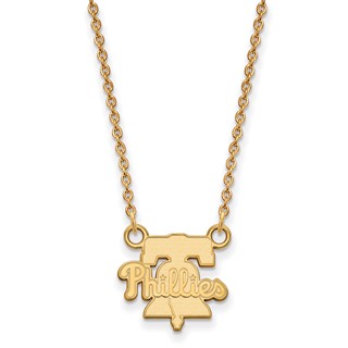 Sterling Silver Gold Plated Major League Baseball LogoArt Philadelphia Phillies Bell Necklace