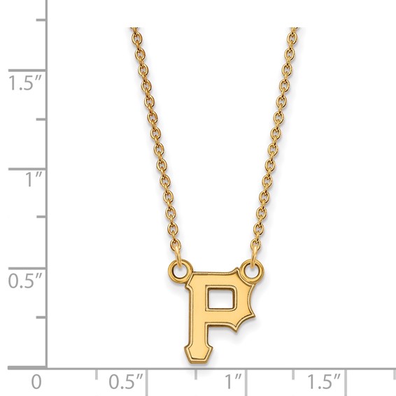 14k Gold Major League Baseball LogoArt Pittsburgh Pirates Letter P Small Pendant Necklace