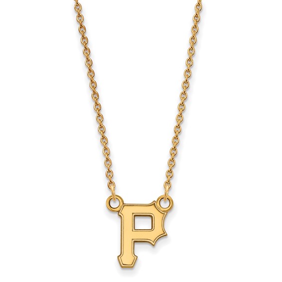 14k Gold Major League Baseball LogoArt Pittsburgh Pirates Letter P Small Pendant Necklace