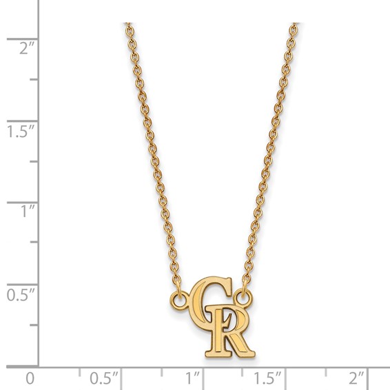 10k Gold Major League Baseball LogoArt Colorado Rockies C-R Small Pendant Necklace