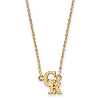 10k Gold Major League Baseball LogoArt Colorado Rockies C-R Small Pendant Necklace
