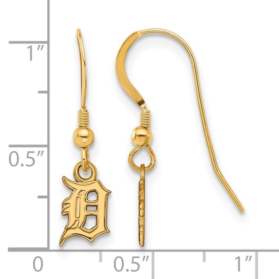 Sterling Silver Gold Plated Major League Baseball LogoArt Detroit Tigers Letter D Earrings