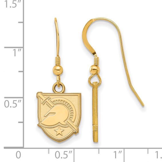 Sterling Silver Gold-plated LogoArt U.S. Military Academy Letter A Small Dangle Wire Earrings