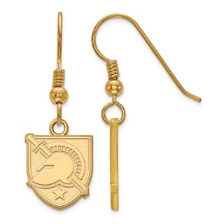 Sterling Silver Gold-plated LogoArt U.S. Military Academy Letter A Small Dangle Wire Earrings