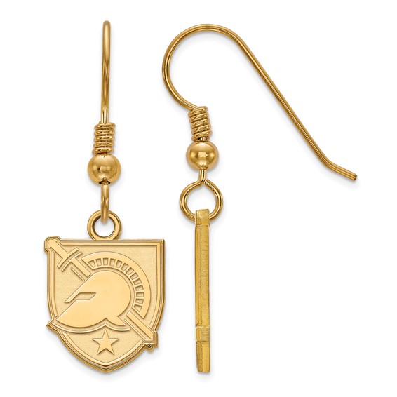 Sterling Silver Gold-plated LogoArt U.S. Military Academy Letter A Small Dangle Wire Earrings