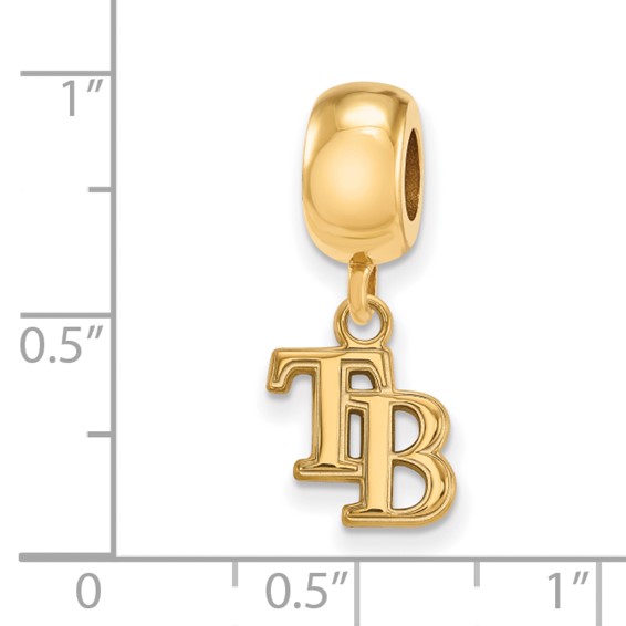 Sterling Silver Gold Plated Major League Baseball LogoArt Tampa Bay Rays Dangle Bead