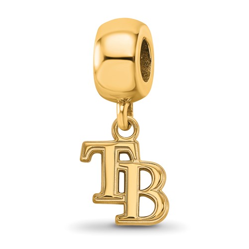 Sterling Silver Gold Plated Major League Baseball LogoArt Tampa Bay Rays Dangle Bead