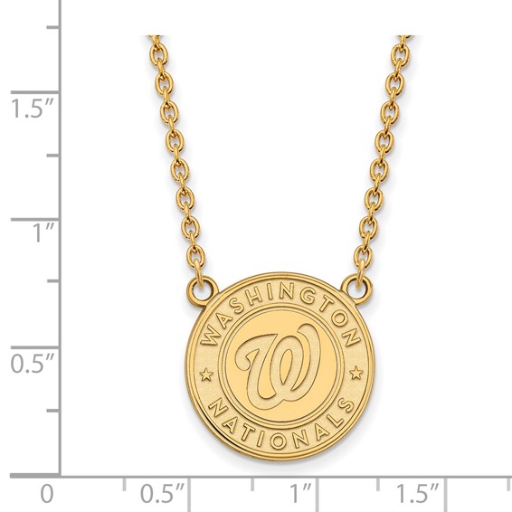 14k Gold Major League Baseball LogoArt Washington Nationals Large Pendant Necklace