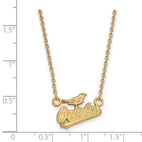 Sterling Silver Gold Plated Major League Baseball LogoArt Baltimore Orioles Script Necklace