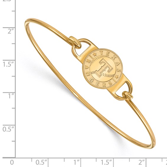 Sterling Silver Gold Plated Major League Baseball LogoArt Texas Rangers Wire Bangle