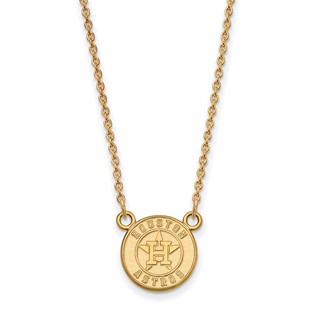 10k Gold Major League Baseball LogoArt Houston Astros Circle Small Pendant Necklace