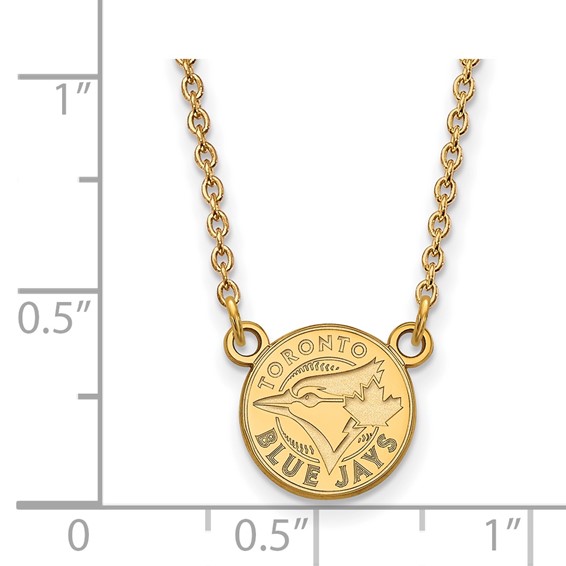 14k Gold Major League Baseball LogoArt Toronto Blue Jays Circle Small Pendant Necklace