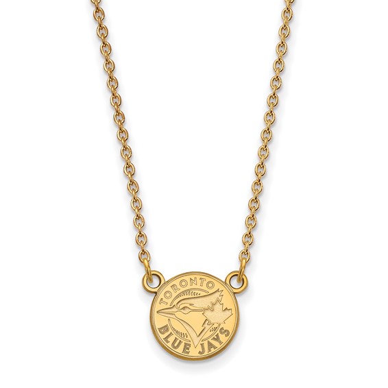 14k Gold Major League Baseball LogoArt Toronto Blue Jays Circle Small Pendant Necklace