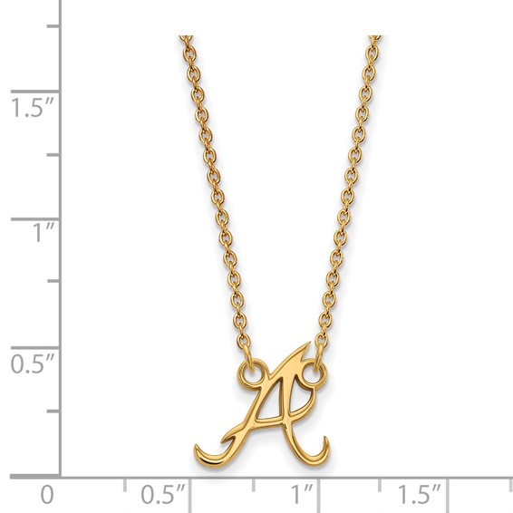 Sterling Silver Gold Plated Major League Baseball LogoArt Atlanta Braves Small Necklace
