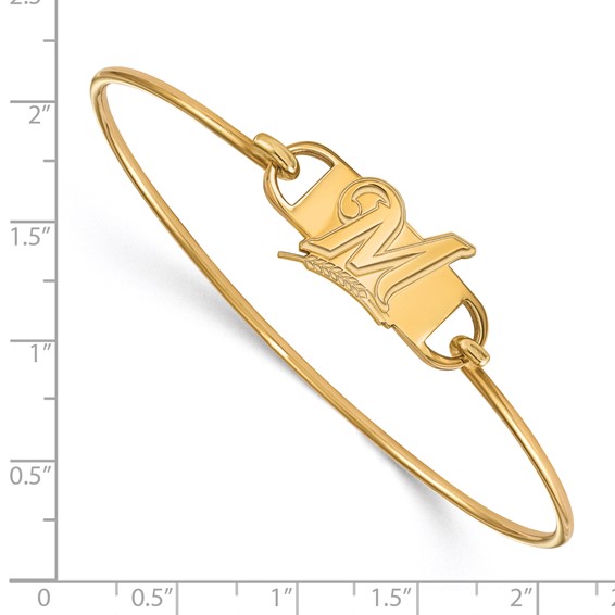 Sterling Silver Gold Plated Major League Baseball LogoArt Milwaukee Brewers Wire Bangle