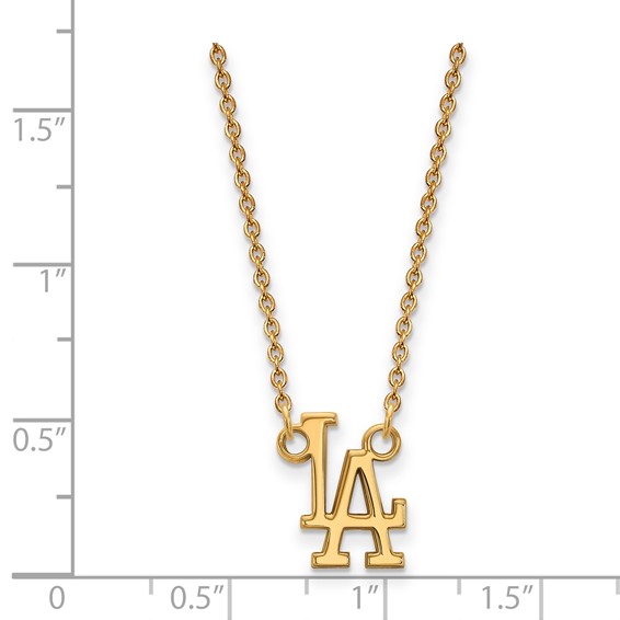 Sterling Silver Gold Plated Major League Baseball LogoArt Los Angeles Dodgers Necklace