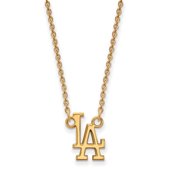 Sterling Silver Gold Plated Major League Baseball LogoArt Los Angeles Dodgers Necklace