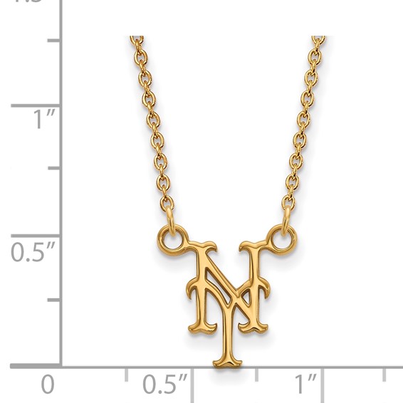 10k Gold Major League Baseball LogoArt New York Mets N-Y Small Pendant Necklace