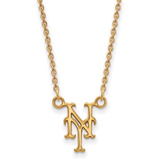 10k Gold Major League Baseball LogoArt New York Mets N-Y Small Pendant Necklace