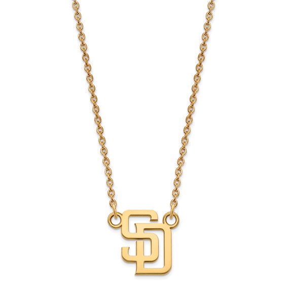 14k Gold Major League Baseball LogoArt San Diego Padres Letters S-D Small Pendant Necklace