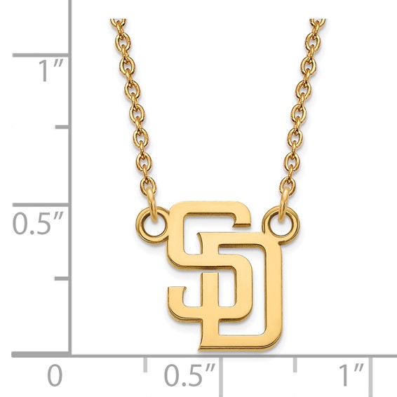 14k Gold Major League Baseball LogoArt San Diego Padres Letters S-D Small Pendant Necklace