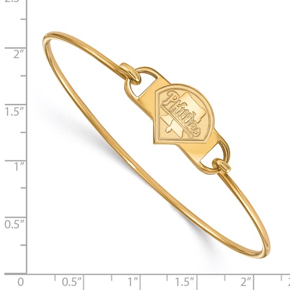 Sterling Silver Gold Plated Major League Baseball LogoArt Philadelphia Phillies Wire Bangle