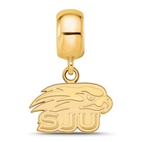 Sterling Silver Gold-plated LogoArt Saint Joseph's University Hawks Extra Small Dangle Bead Charm view 2
