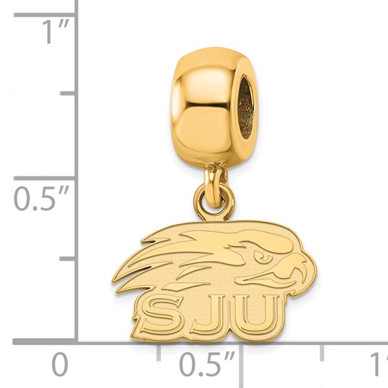 Sterling Silver Gold-plated LogoArt Saint Joseph's University Hawks Extra Small Dangle Bead Charm